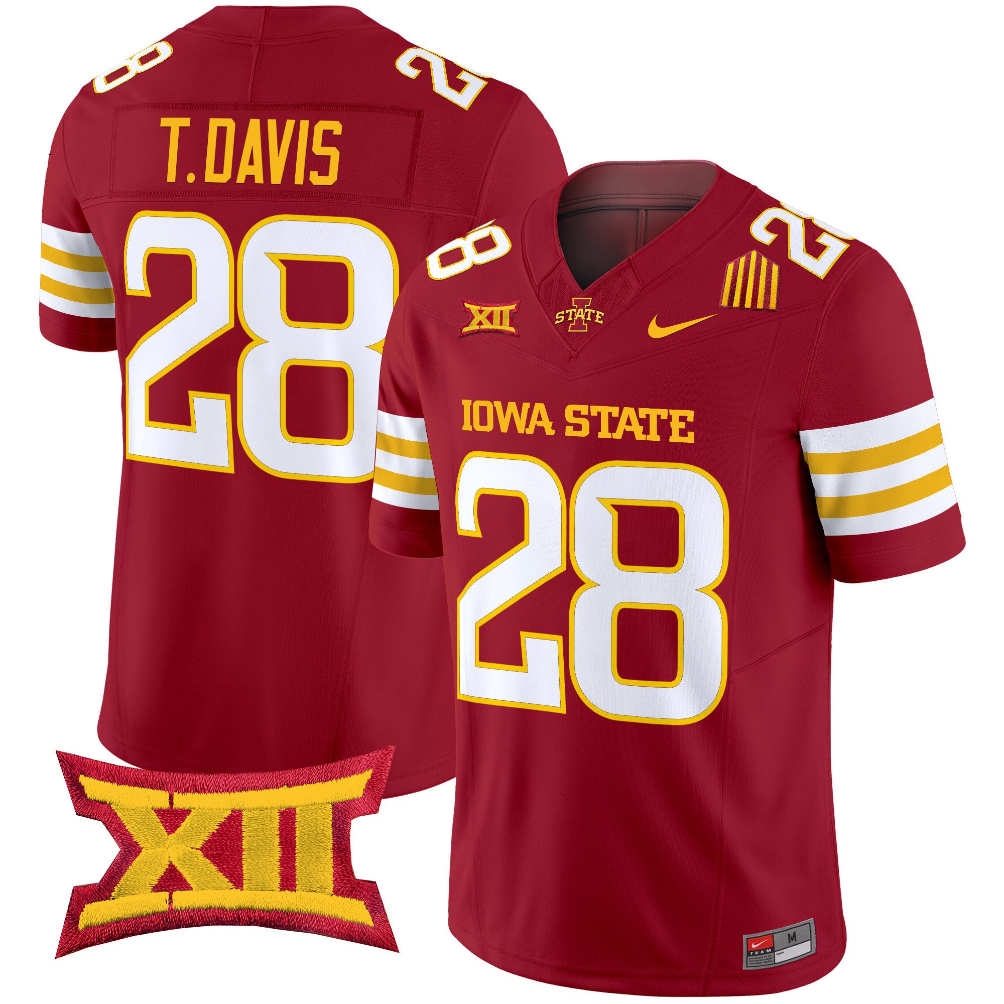 Men Iowa State Cyclones #28 T.Davis Red Nike 2024 Vapor Limited NCAA Jersey style 1->more ncaa teams->NCAA Jersey